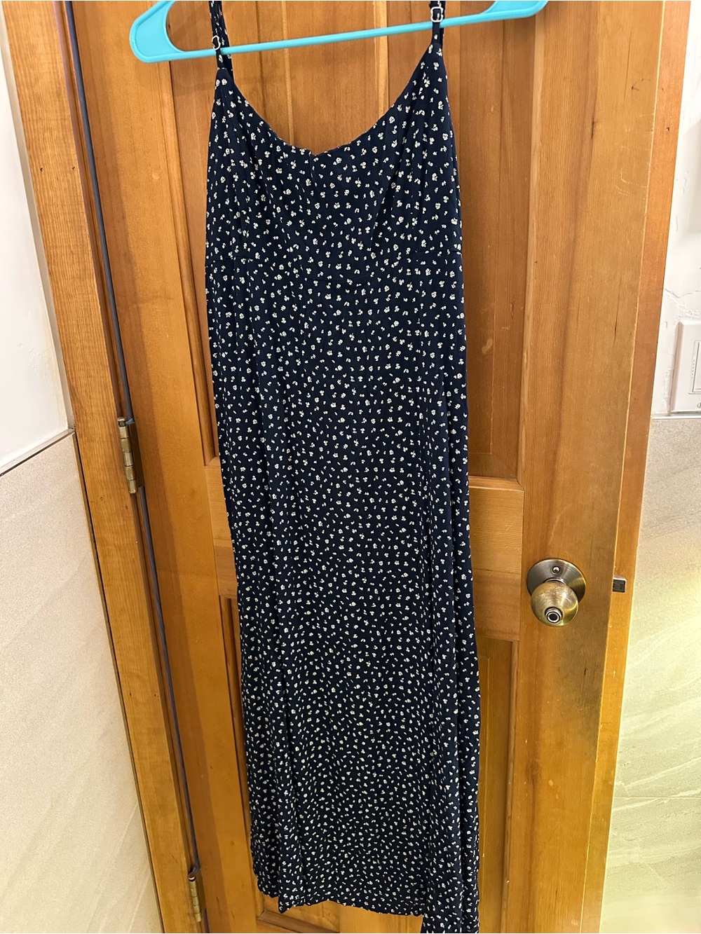 Brandy Melville Navy Maxi Dress with White Dot Print